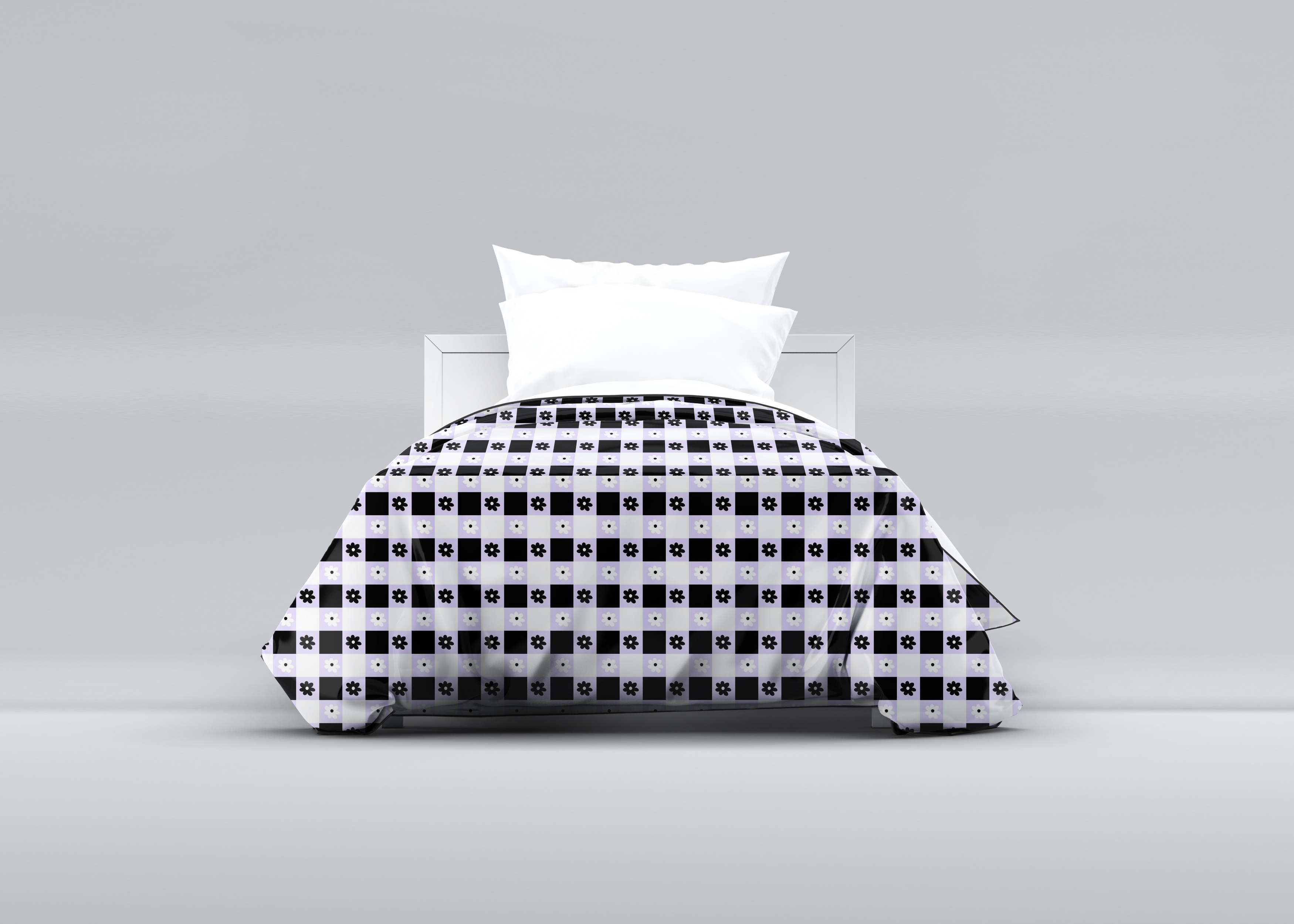 Lilac Floral Checker