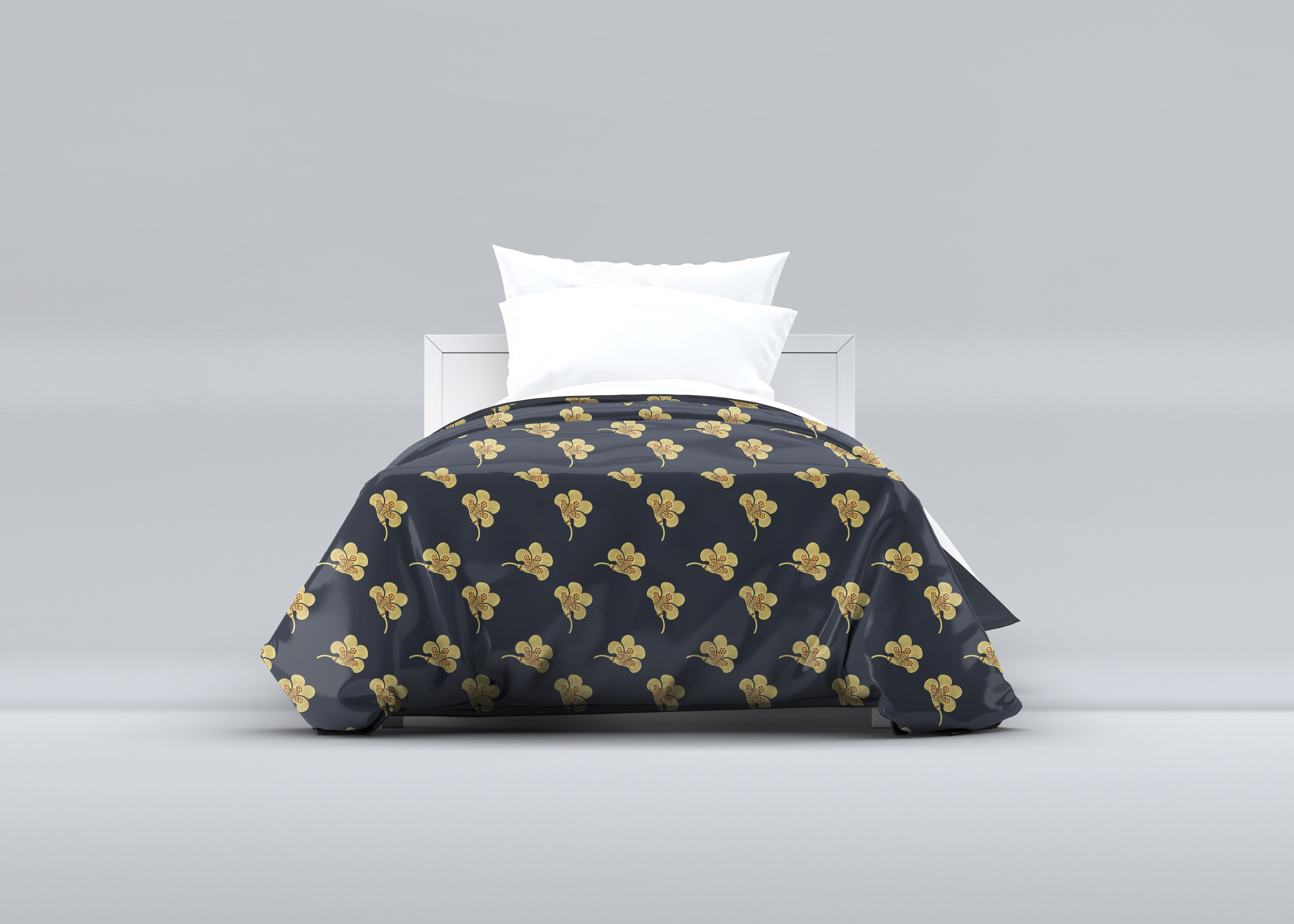 Midnight Blue Regal Floral Motif